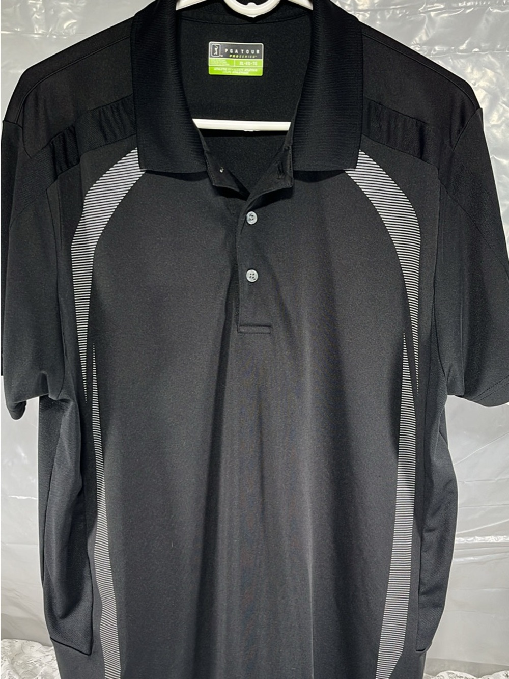 PGA Tour Men’s Black Polo Shirt with Gray Accents